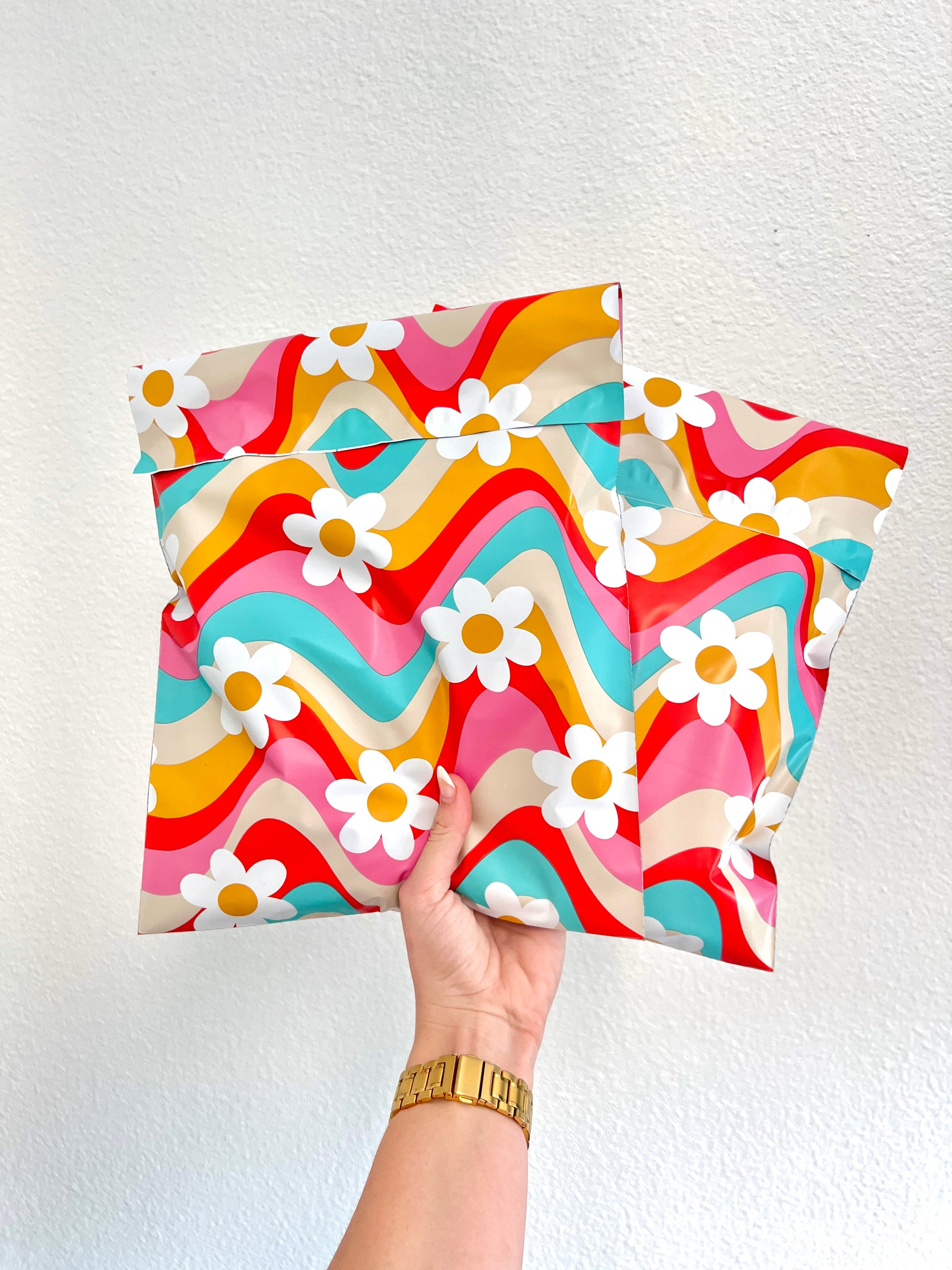 10x13" Rainbow Floral Poly Mailers