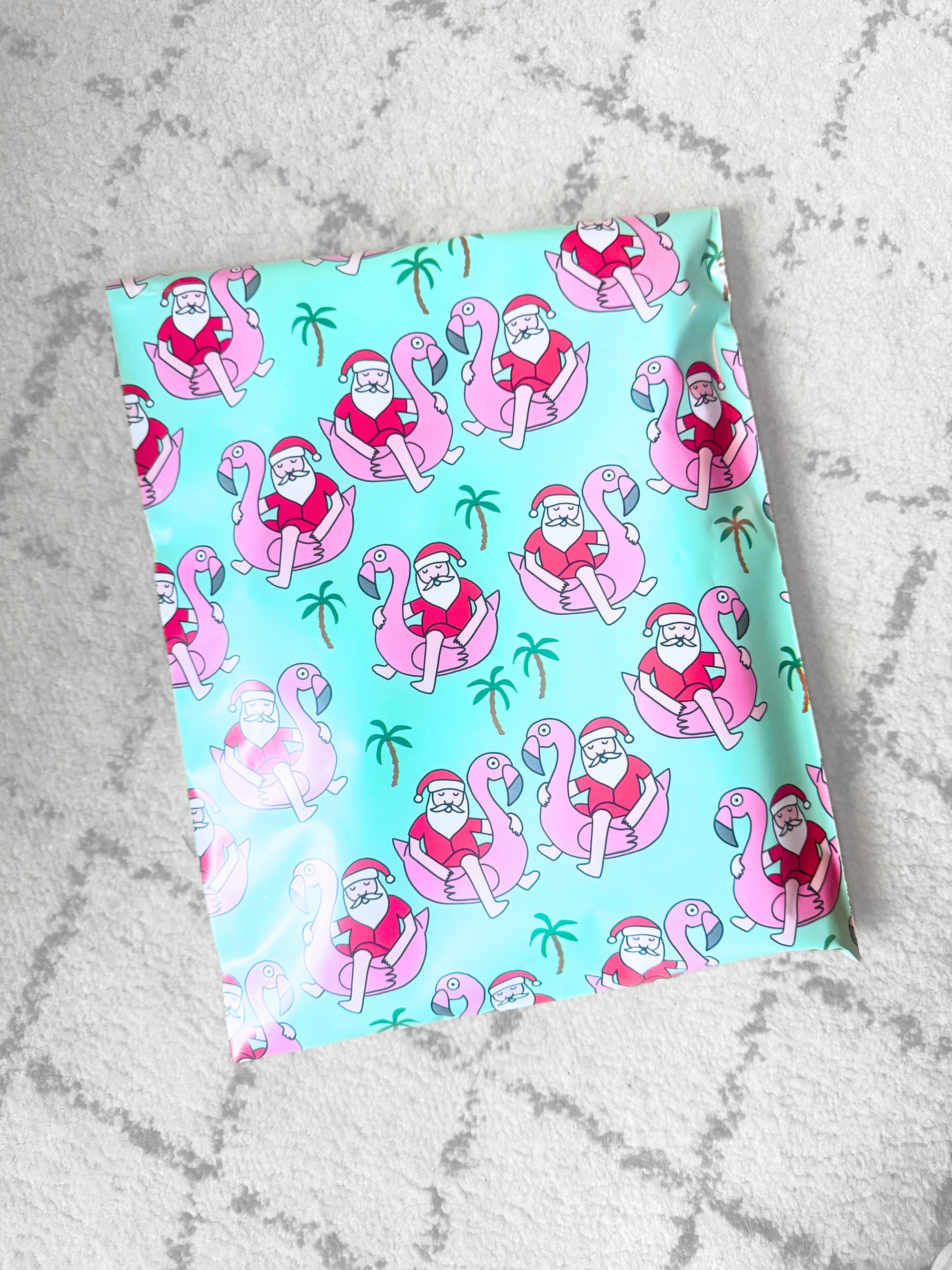 10x13" Flamingo Santa Poly Mailer