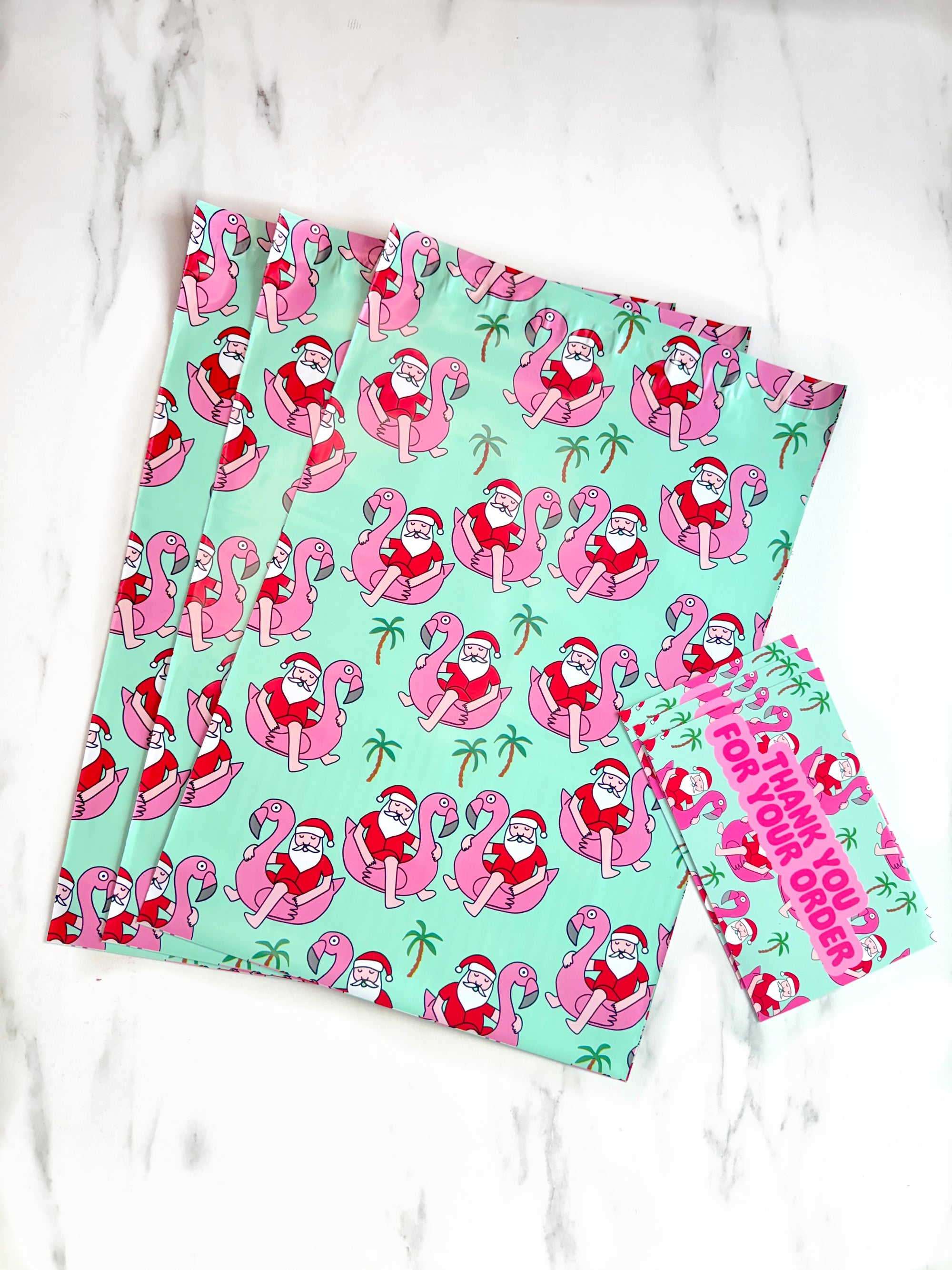 10x13" Flamingo Santa Poly Mailer