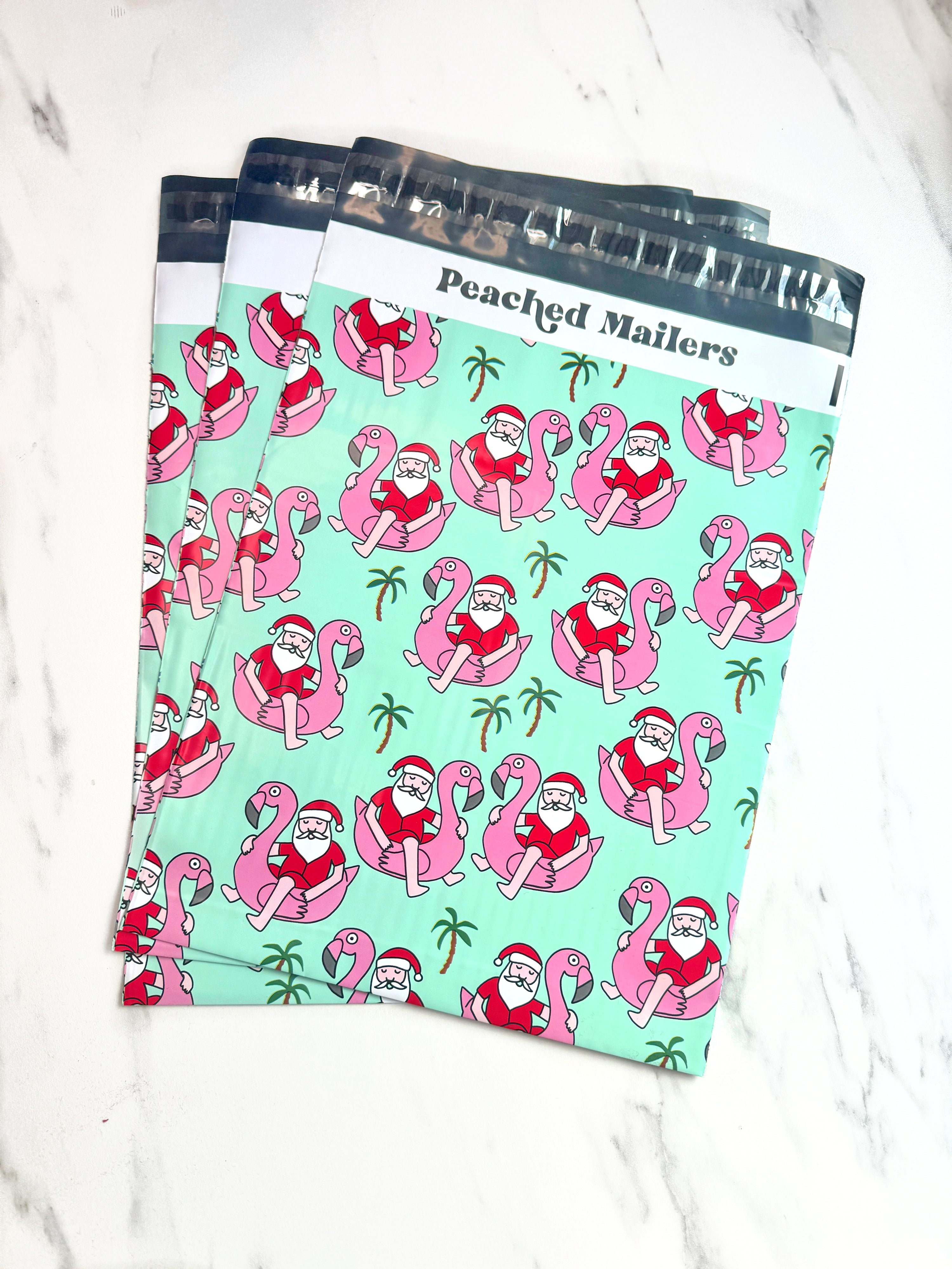 10x13" Flamingo Santa Poly Mailer