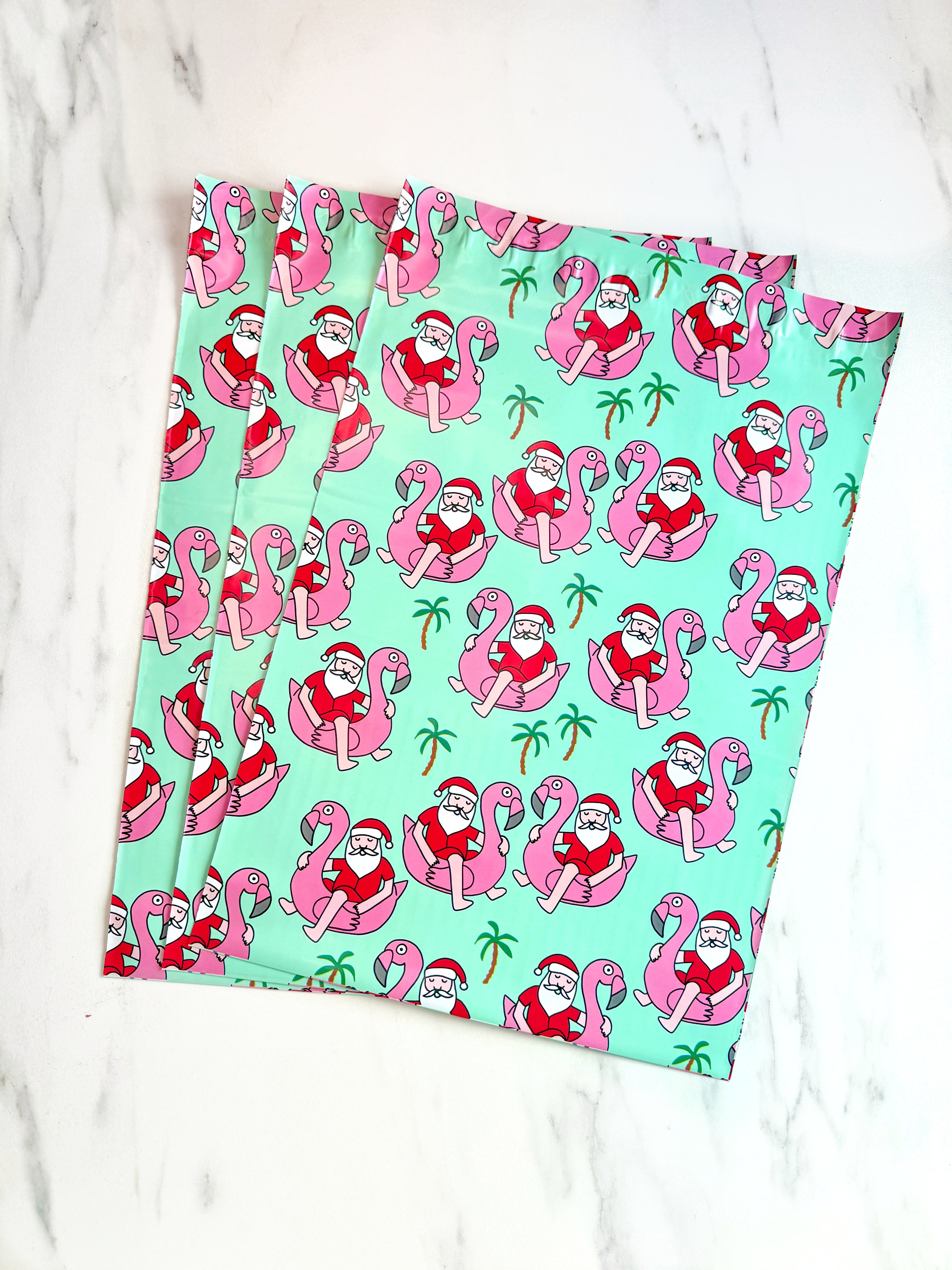 10x13" Flamingo Santa Poly Mailer